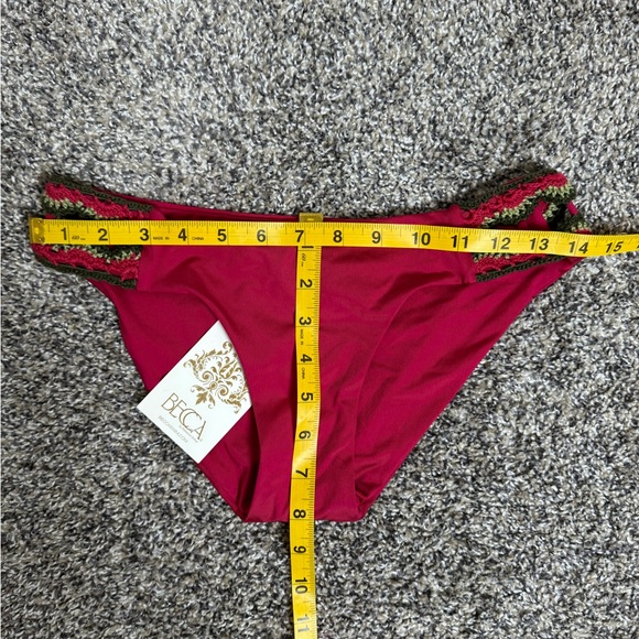 BECCA Raspberry Magenta Crochet Embroidered Detail Bikini Bottoms SP - Picture 10 of 12